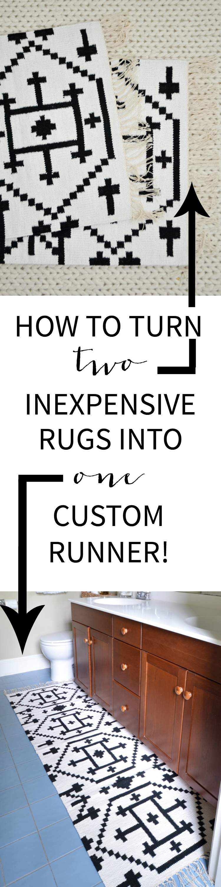 How to Sew Two Small Rugs Together to Make a Custom Runner - The